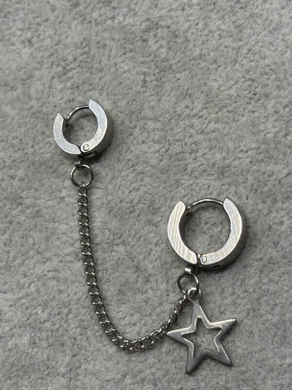 پیرسینگ گوش زنجیری دو تایی ستاره ای - تصویر 1